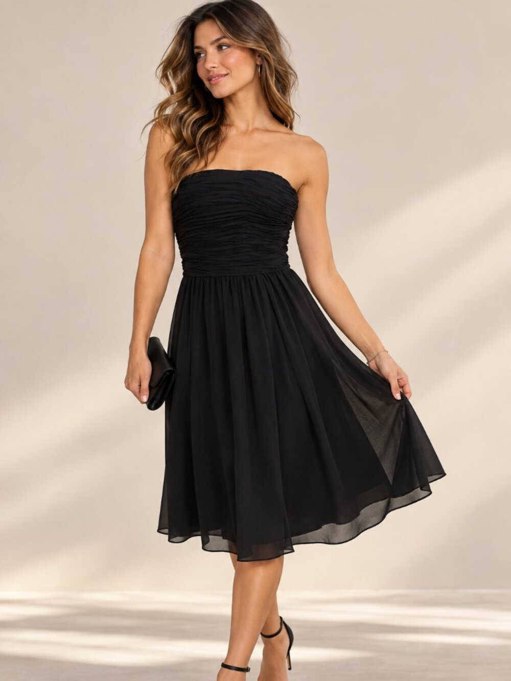 Dress the Population Black Strapless Ruched Cocktail Dress NWT Size XL